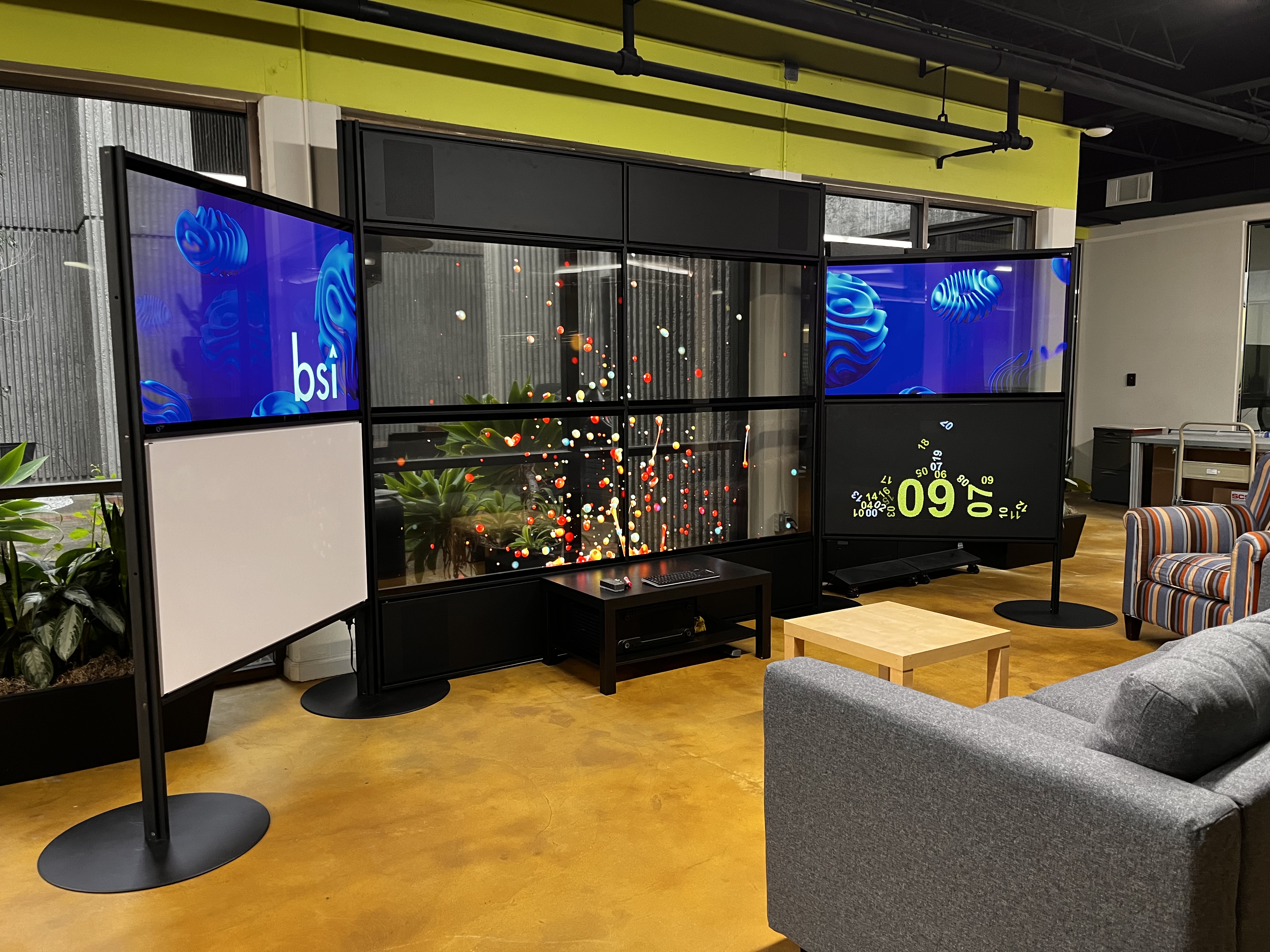 Transparent OLED Screen is in the lounge of an office