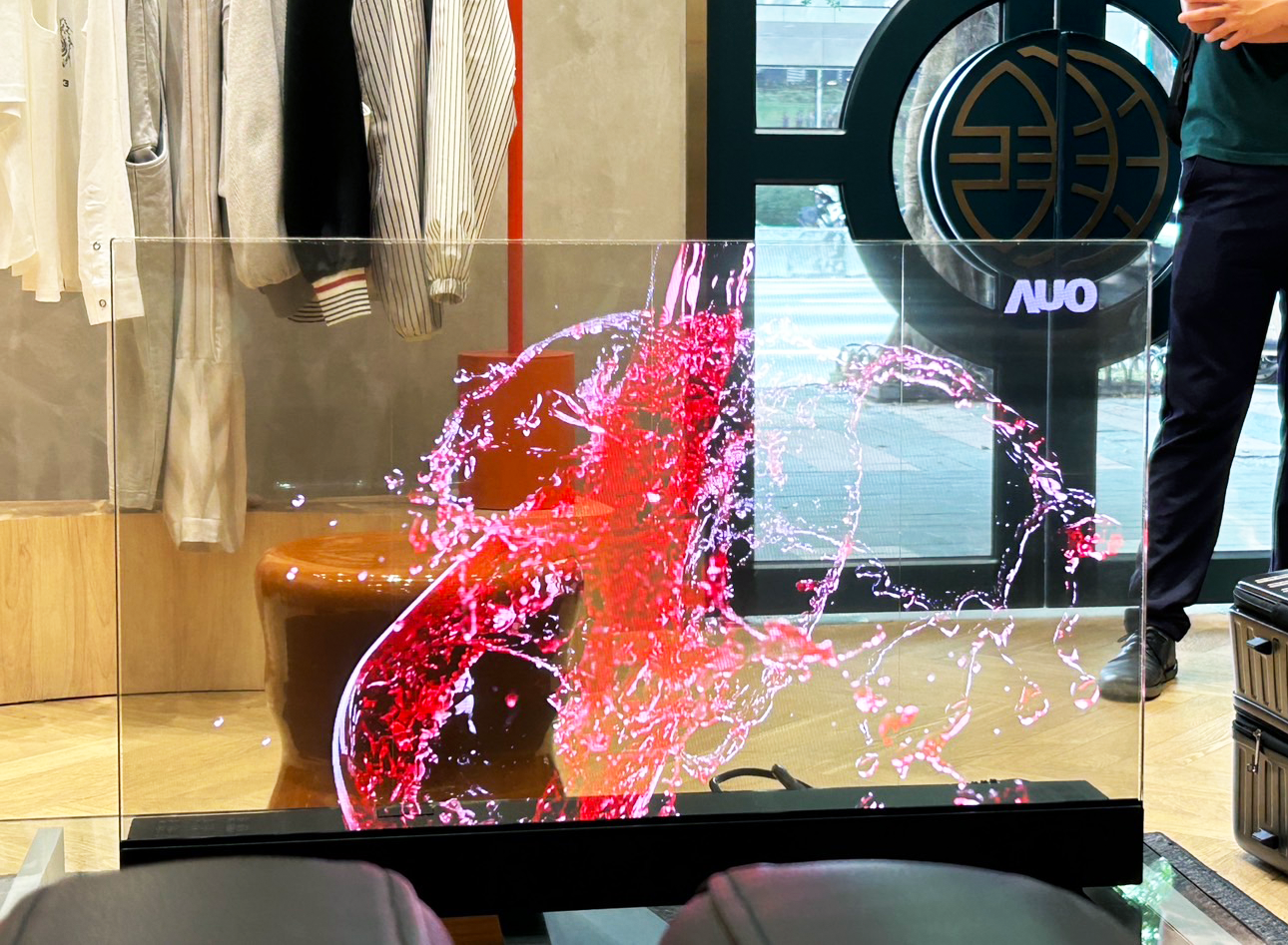 Transparent Micro LED display at a clothing store